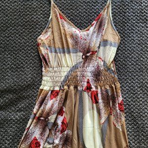 Shirred Waistline Sundress with Straps Silk from Dominican Republic